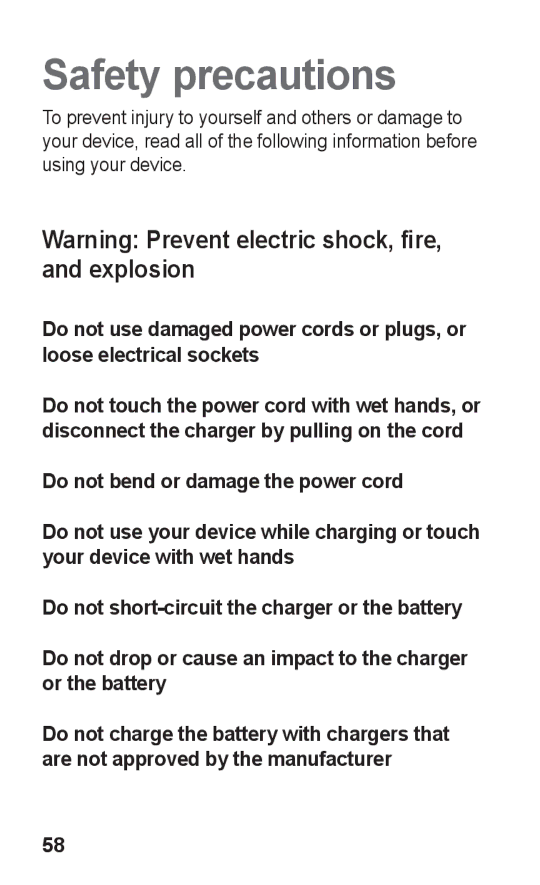 Samsung GT-S5263RWAPAK, GT-S5263OKAJED, GT-S5263OKATUN, GT-S5263OKAXSG, GT-S5263OKSKSA, GT-S5263RWAJED manual Safety precautions 