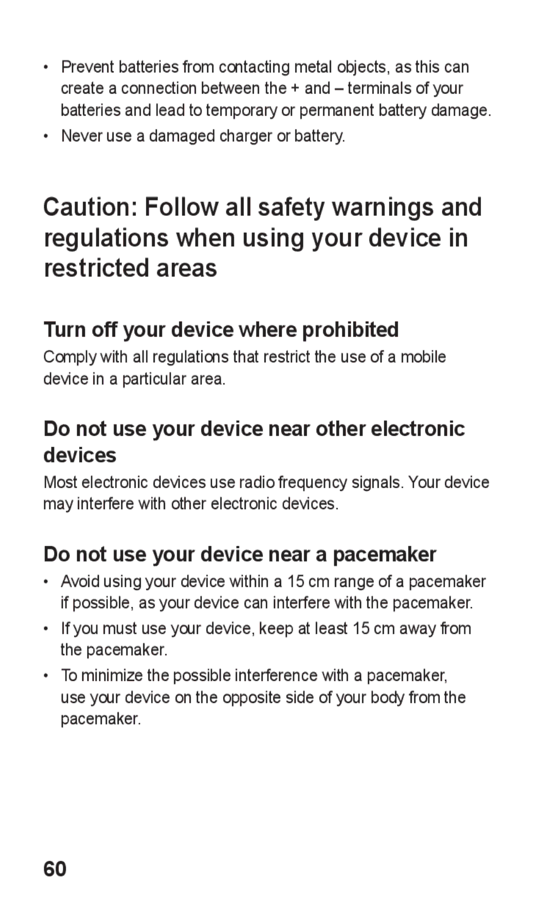 Samsung GT-S5263RWAMID manual Turn off your device where prohibited, Do not use your device near other electronic devices 