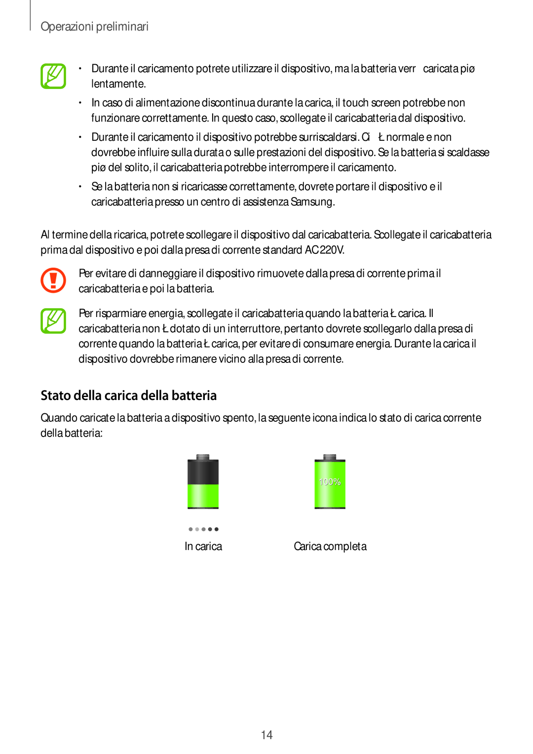 Samsung GT-S5280LKAITV, GT-S5280RWAITV manual Stato della carica della batteria 