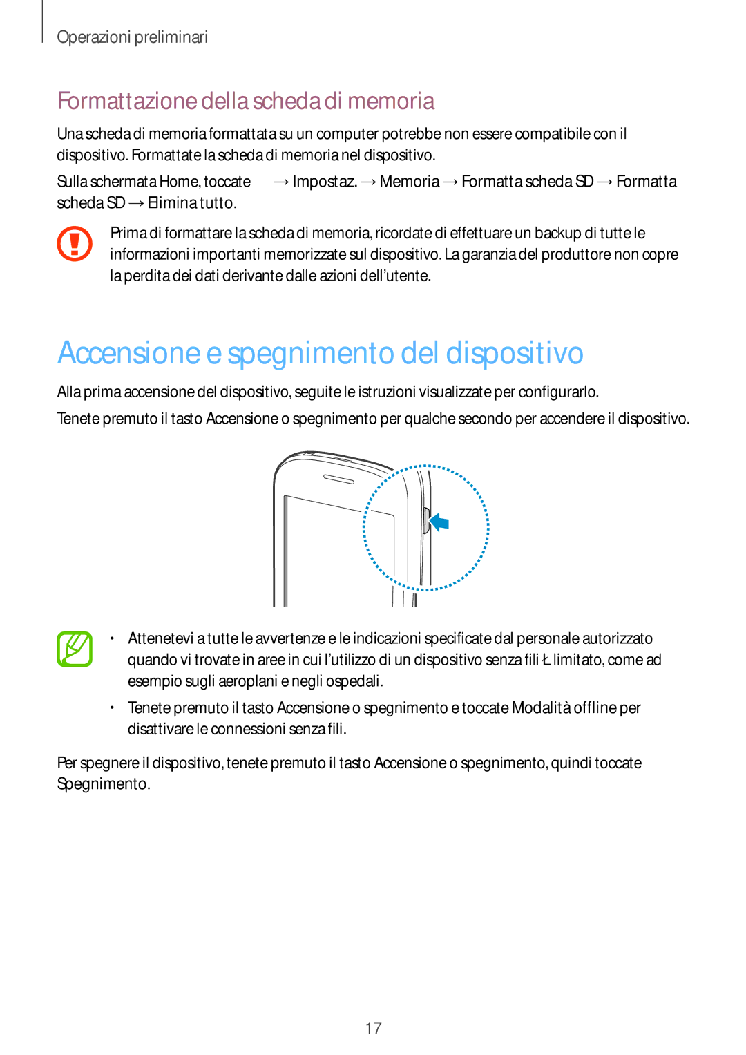 Samsung GT-S5280RWAITV, GT-S5280LKAITV Accensione e spegnimento del dispositivo, Formattazione della scheda di memoria 