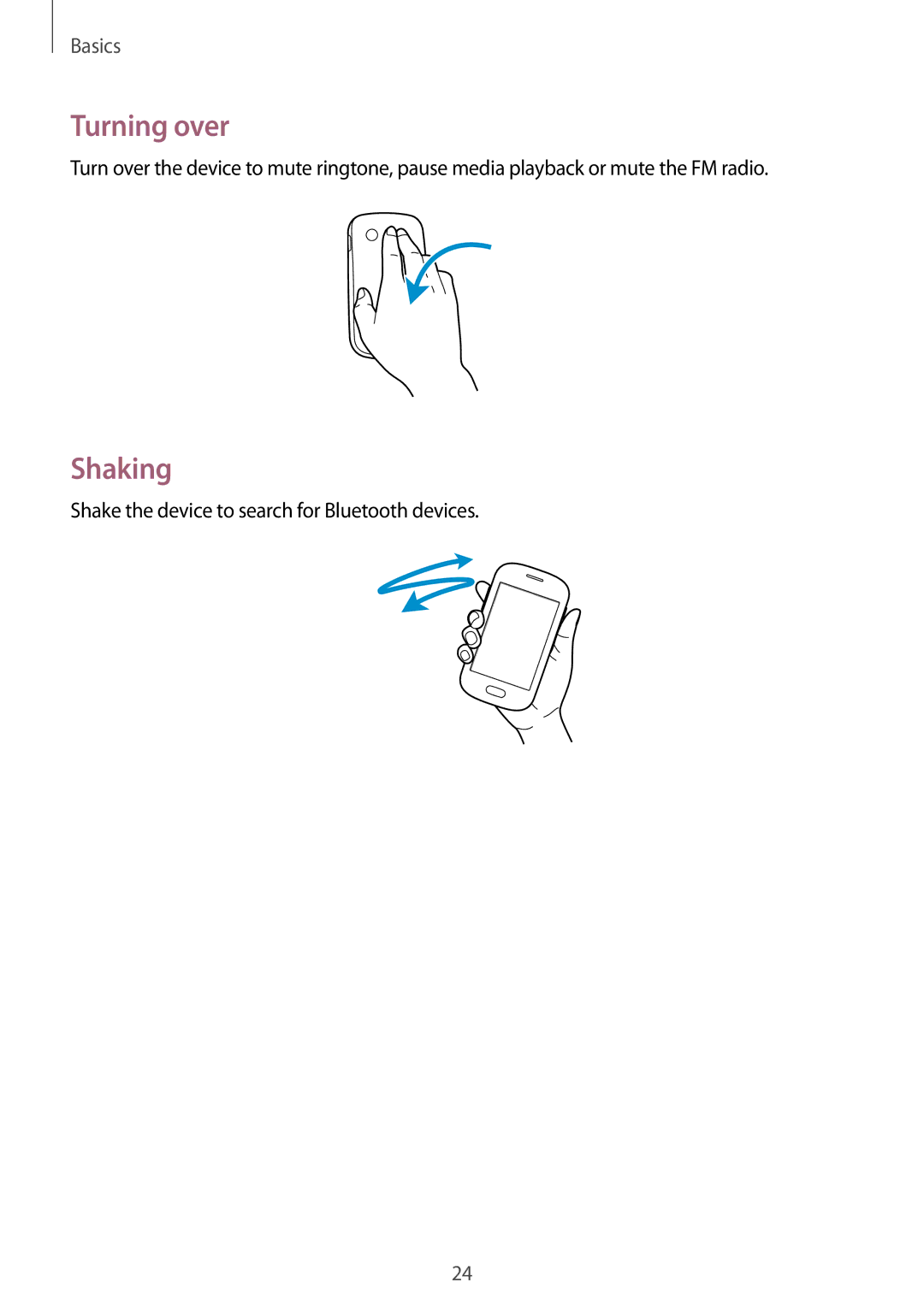 Samsung GT-S5280LKAMOC, GT-S5280LKAITV, GT-S5280RWAMOC, GT-S5280LKATPH, GT-S5280RWADBT, GT-S5280LKATMN Turning over, Shaking 