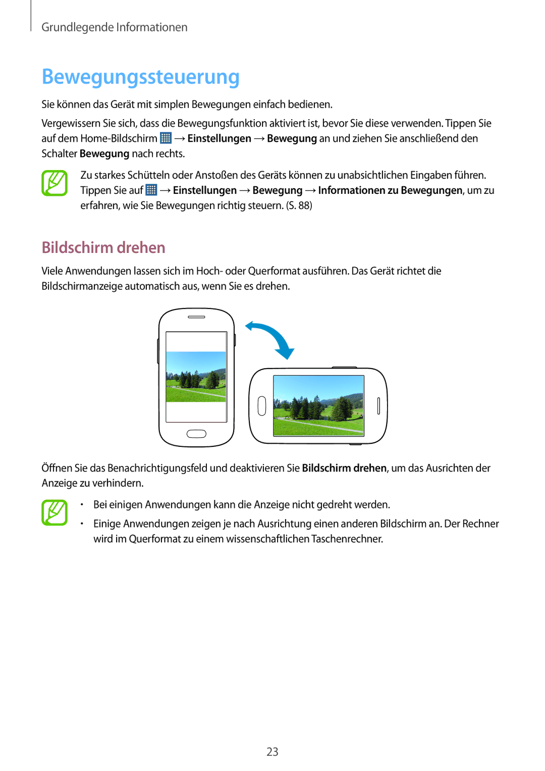 Samsung GT2S5280LKADBT, GT-S5280LKAITV, GT-S5280RWAMOC, GT-S5280LKATPH, GT-S5280RWADBT Bewegungssteuerung, Bildschirm drehen 