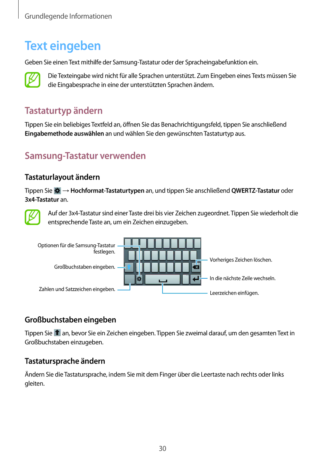 Samsung GT-S5280LKATMN, GT-S5280LKAITV, GT-S5280RWAMOC manual Text eingeben, Tastaturtyp ändern, Samsung-Tastatur verwenden 