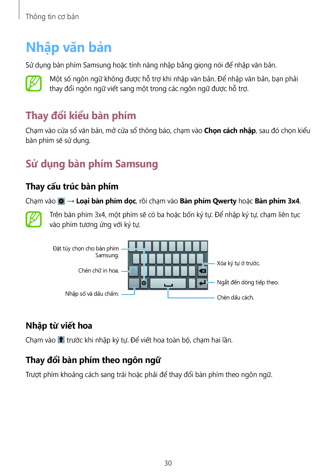 Samsung GT-S5282RWAXXV, GT-S5282LKAXXV manual Nhập văn bản, Thay đổi kiểu bàn phím, Sử dụng bàn phím Samsung 