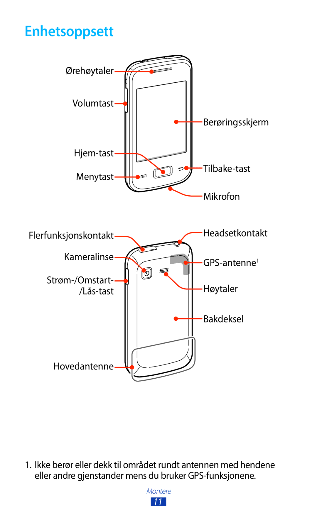 Samsung GT-S5300ZYANEE, GT-S5300ZIANEE, GT-S5300ZOANEE, GT-S5300ZKANEE, GT-S5300ZWANEE manual Enhetsoppsett 