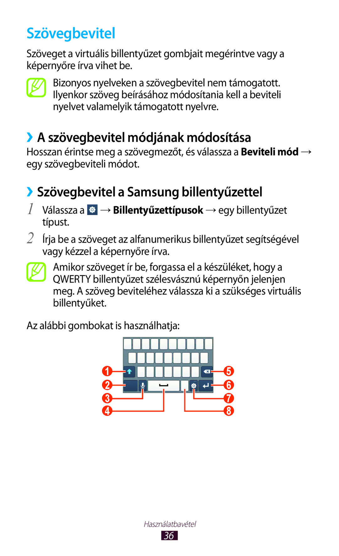 Samsung GT-S5300ZKAORR manual ››A szövegbevitel módjának módosítása, ››Szövegbevitel a Samsung billentyűzettel 