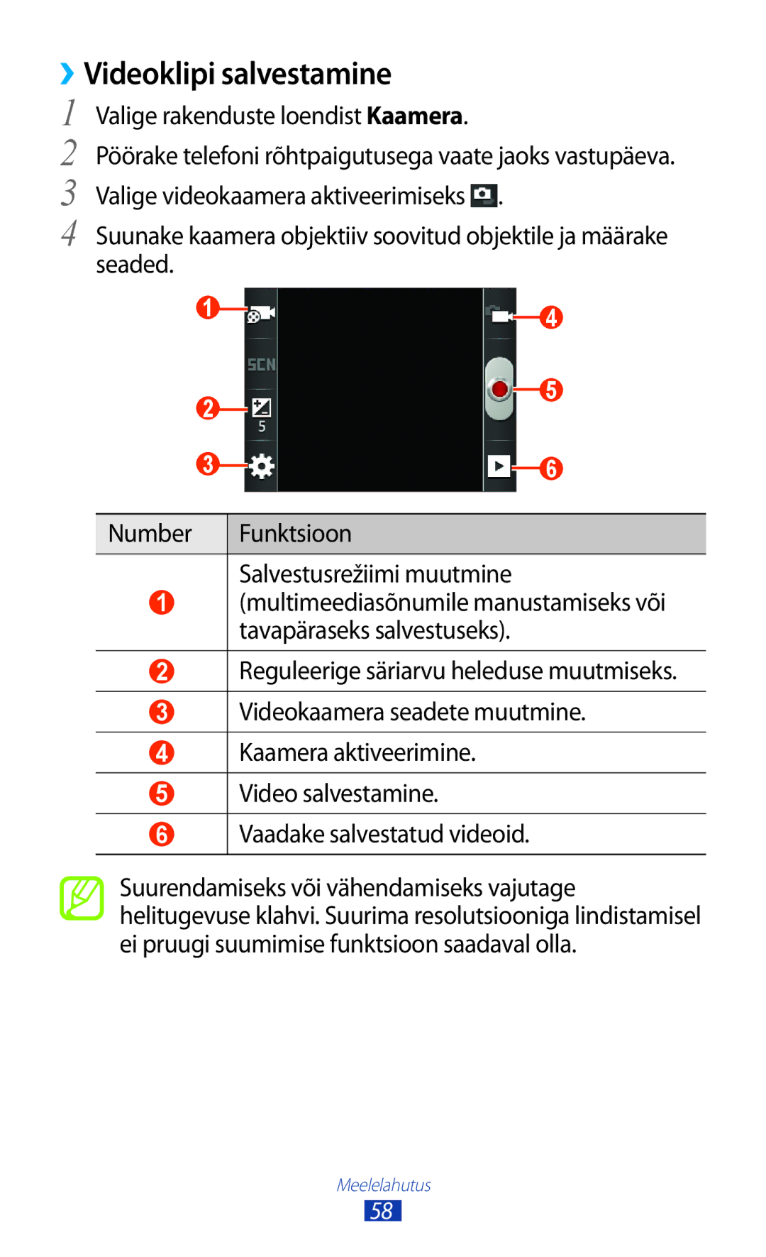 Samsung GT-S5300ZKASEB, GT-S5300ZWASEB manual ››Videoklipi salvestamine 