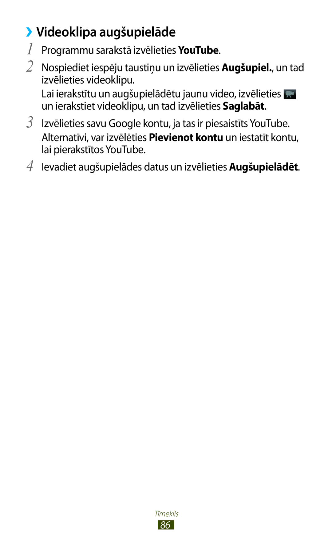 Samsung GT-S5300ZKASEB, GT-S5300ZWASEB manual ››Videoklipa augšupielāde 