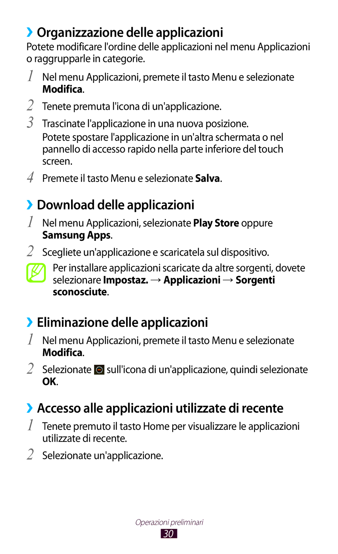 Samsung GT-S5300ZWATIM, GT-S5300ZKATUR manual ››Organizzazione delle applicazioni, ››Download delle applicazioni, Modifica 