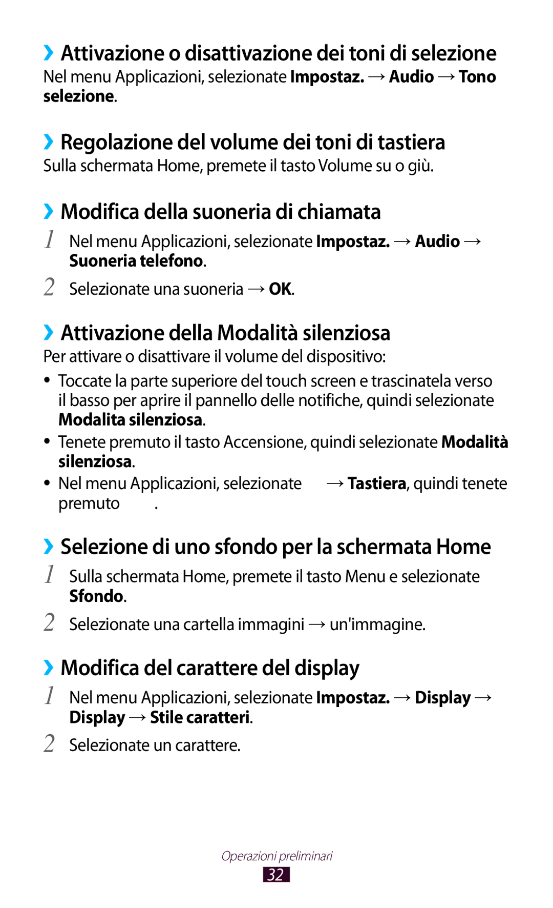 Samsung GT-S5300ZKAHUI manual ››Regolazione del volume dei toni di tastiera, ››Modifica della suoneria di chiamata 