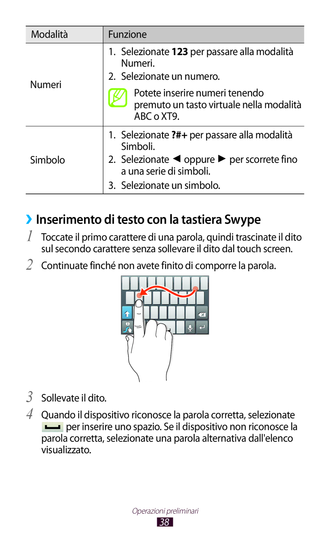 Samsung GT-S5300ZKATIM, GT-S5300ZKATUR, GT-S5300ZIATIM, GT-S5300ZWATIM manual ››Inserimento di testo con la tastiera Swype 