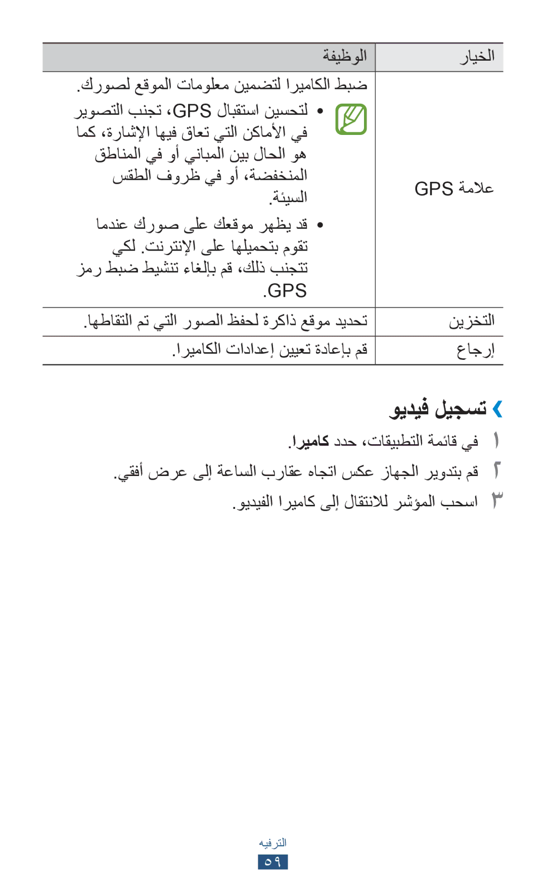 Samsung GT-S5301ZWAJED, GT-S5301ZIAKSA, GT-S5301ZKAJED, GT-S5301ZYAKSA, GT-S5301ZKAMID, GT-S5301ZKAKSA manual ويديف ليجست›› 