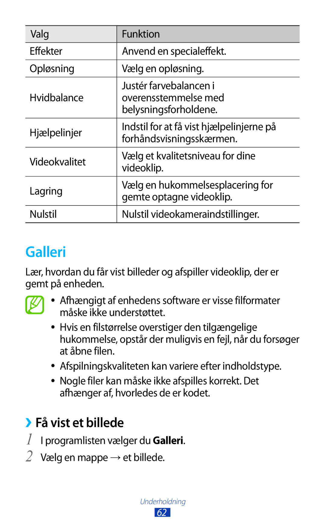 Samsung GT-S5301ZOANEE, GT-S5301ZKANEE, GT-S5301ZYANEE, GT-S5301ZIANEE, GT-S5301ZWANEE manual Galleri, ››Få vist et billede 