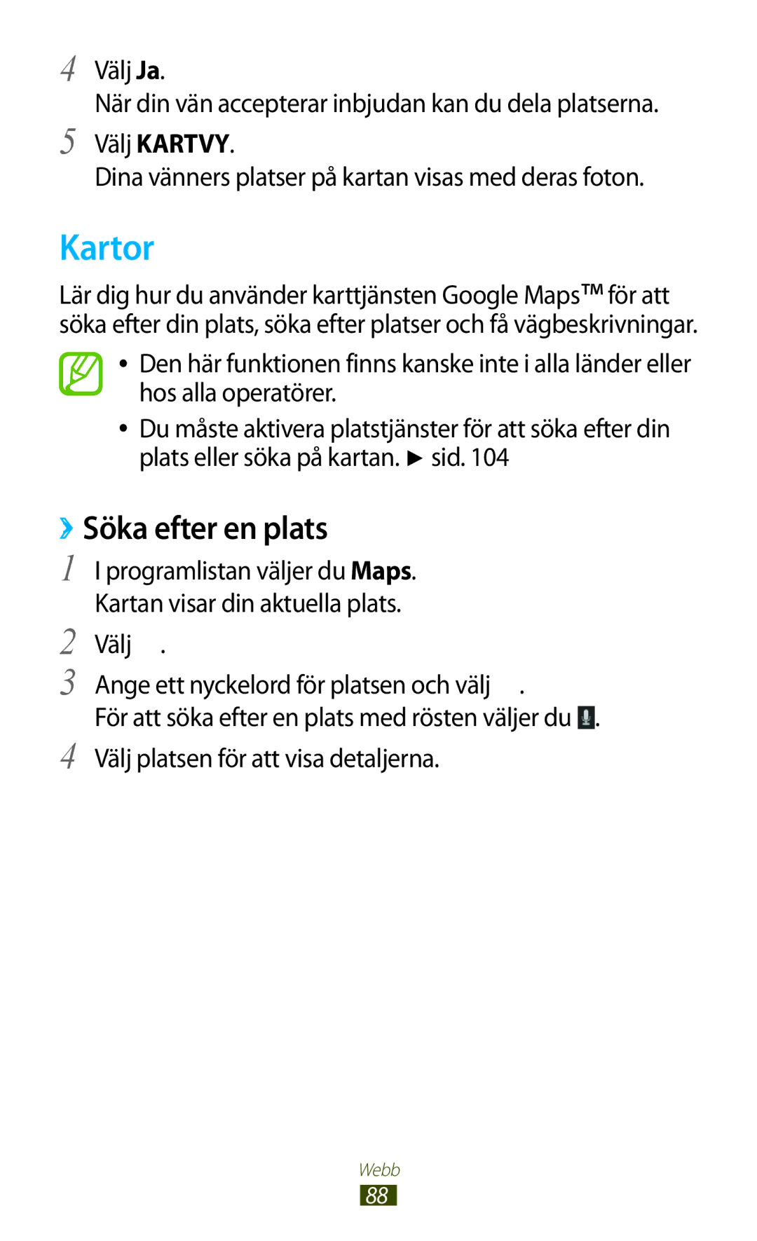 Samsung GT-S5301ZIANEE, GT-S5301ZKANEE, GT-S5301ZYANEE Kartor, ››Söka efter en plats, Välj platsen för att visa detaljerna 