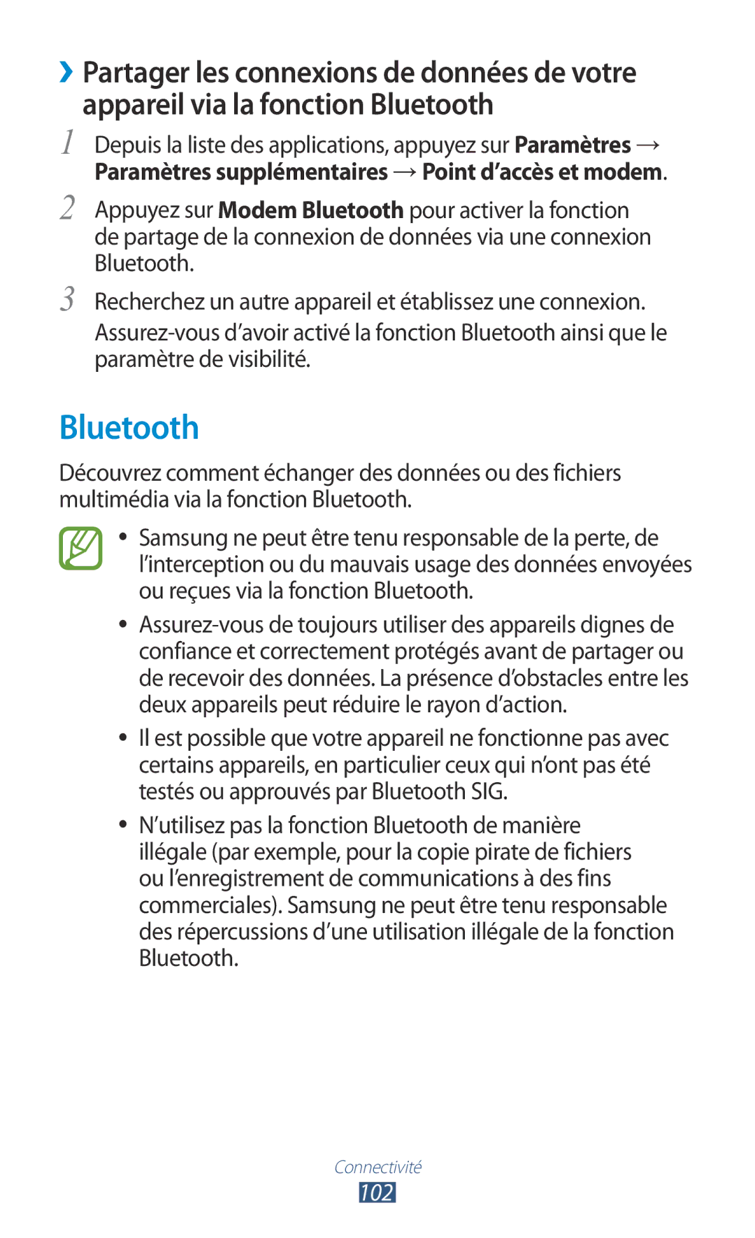 Samsung GT-S5301ZKAVVT, GT-S5301ZWAVVT manual Bluetooth 