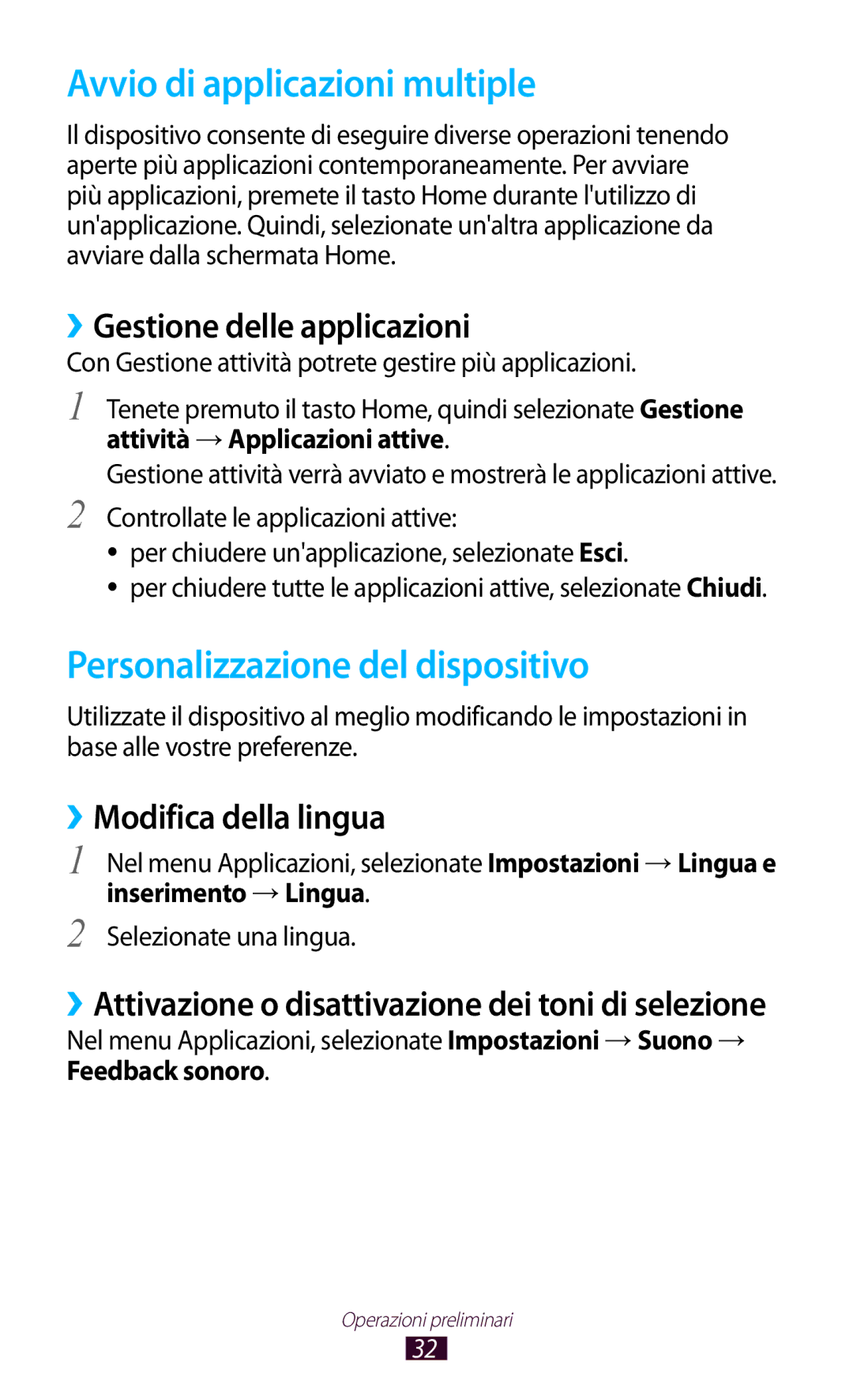 Samsung GT-S5301ZKAWIN Avvio di applicazioni multiple, Personalizzazione del dispositivo, ››Gestione delle applicazioni 