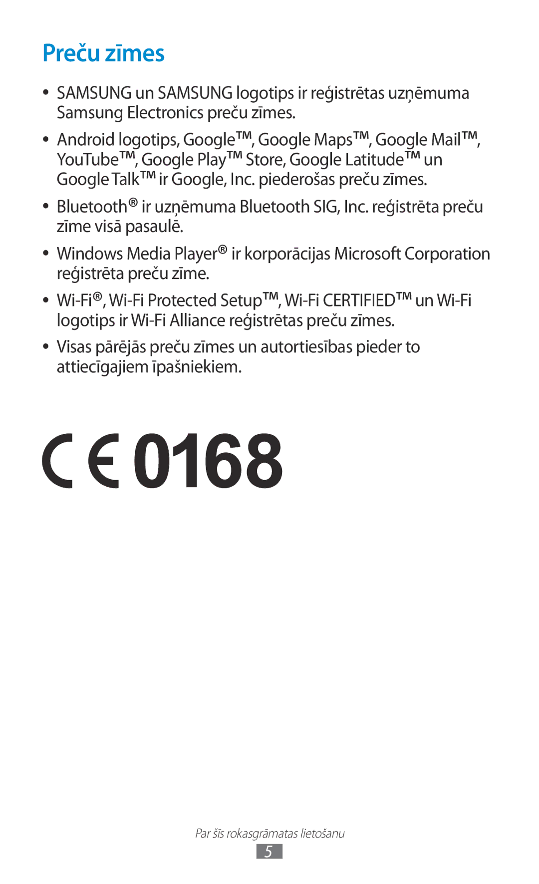 Samsung GT-S5301ZKASEB, GT-S5301ZWASEB manual Preču zīmes 