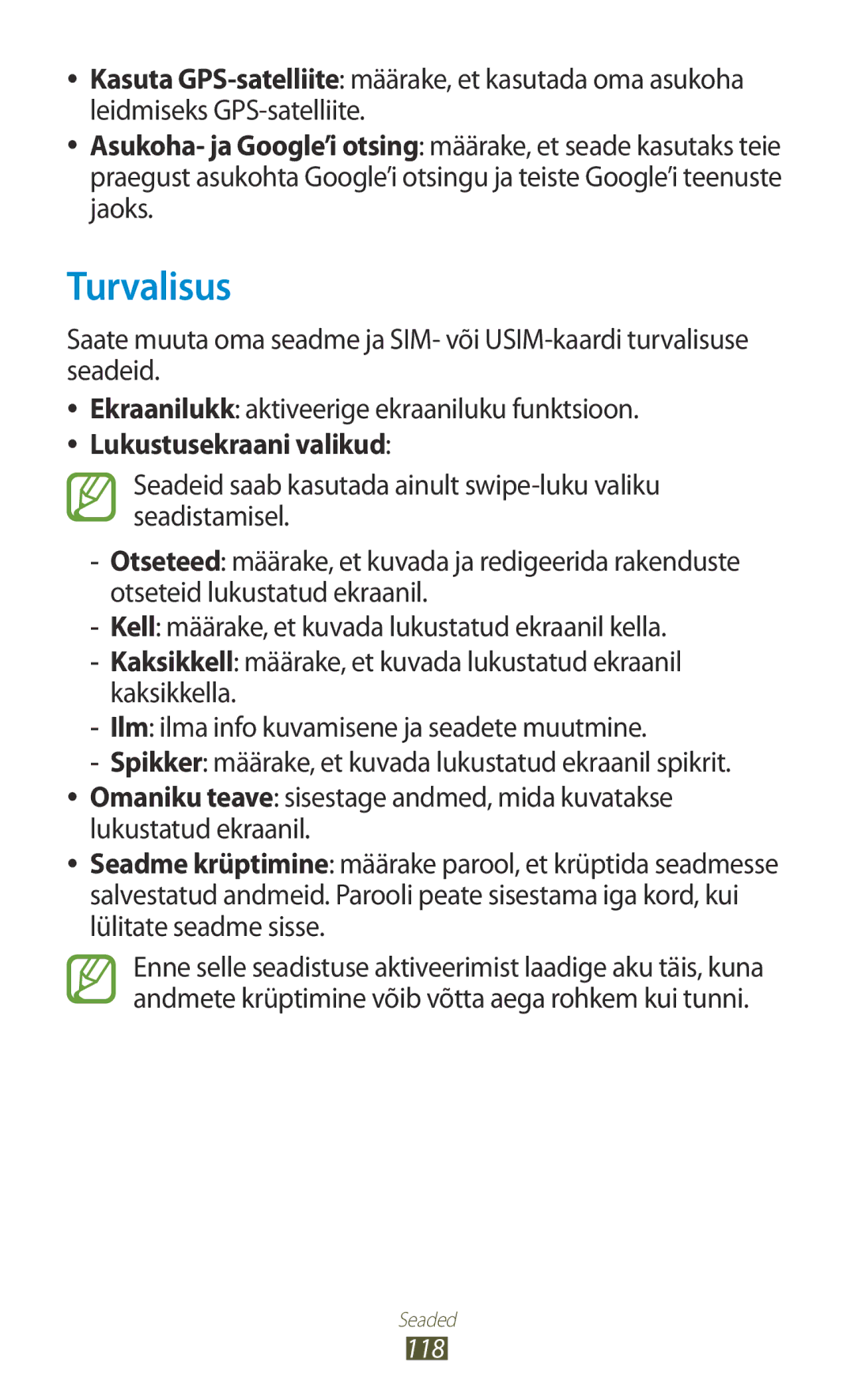 Samsung GT-S5301ZWASEB, GT-S5301ZKASEB manual Turvalisus 