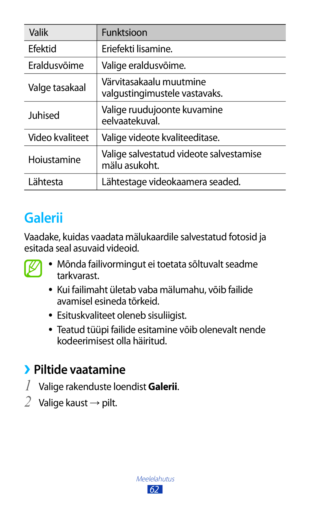 Samsung GT-S5301ZWASEB, GT-S5301ZKASEB ››Piltide vaatamine, Valige rakenduste loendist Galerii. Valige kaust →pilt 