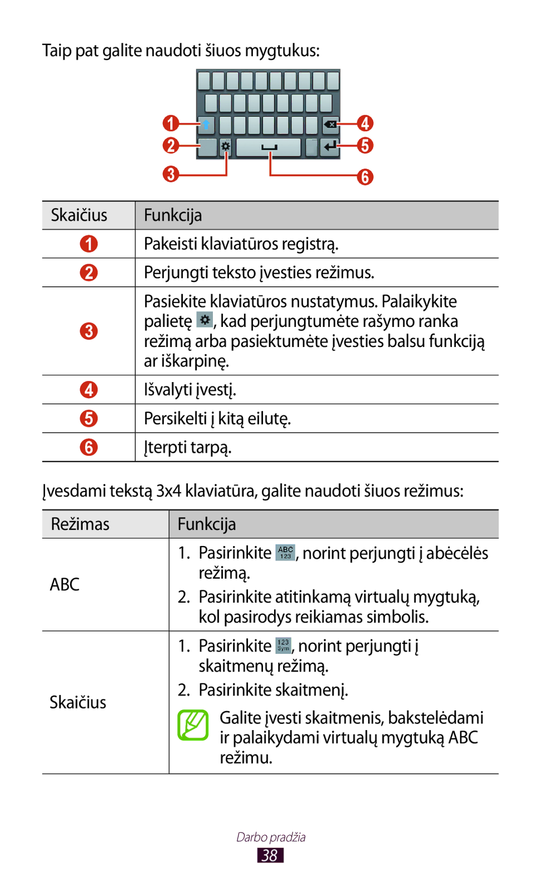 Samsung GT-S5301ZWASEB, GT-S5301ZKASEB manual Režimą, Kol pasirodys reikiamas simbolis, Režimu 