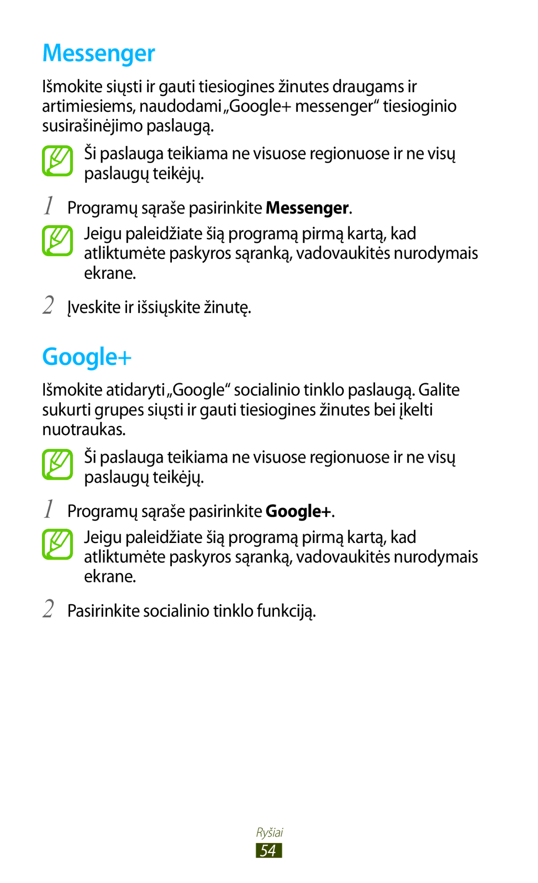 Samsung GT-S5301ZWASEB, GT-S5301ZKASEB manual Messenger, Google+ 
