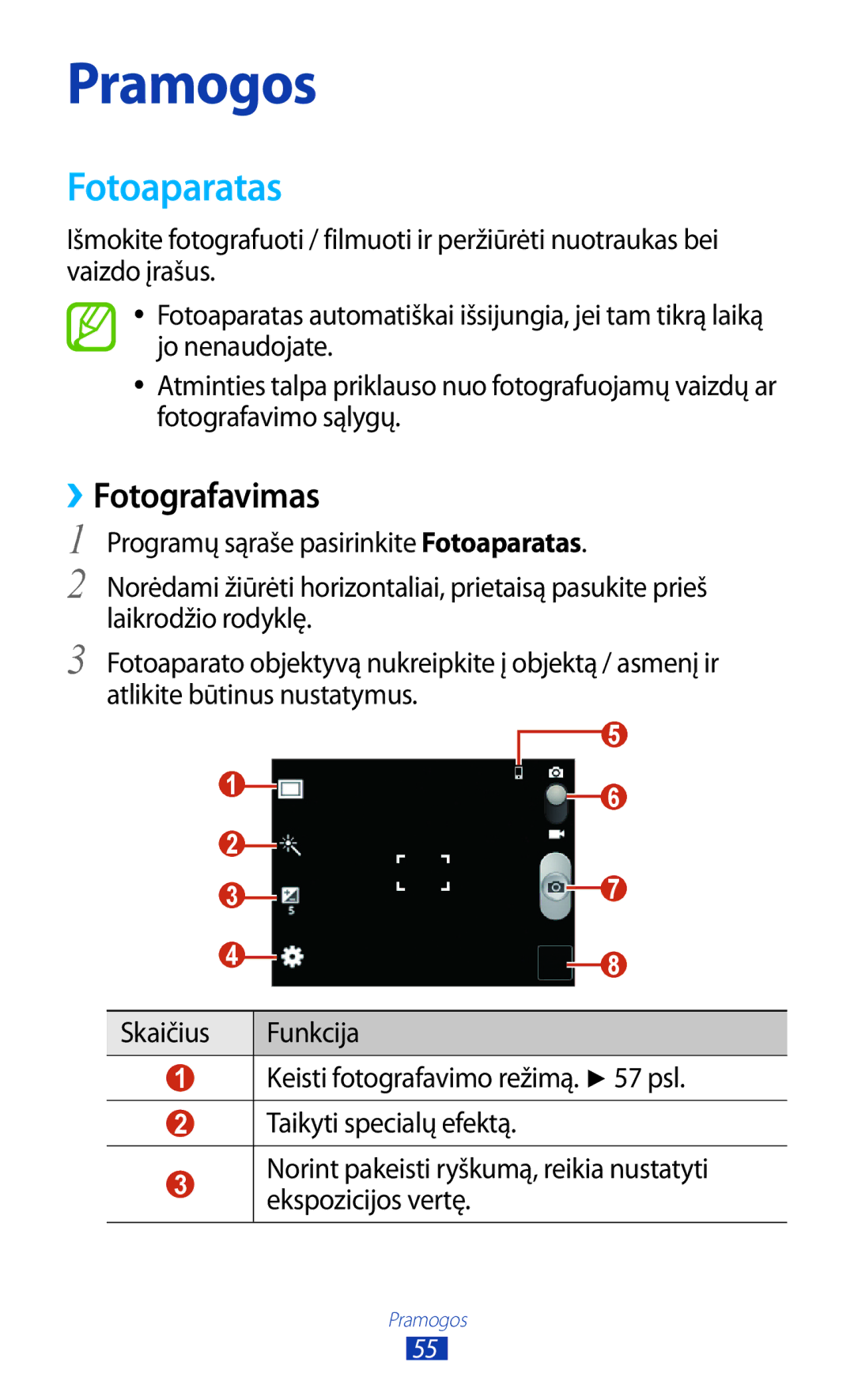 Samsung GT-S5301ZKASEB, GT-S5301ZWASEB manual Fotoaparatas, ››Fotografavimas 