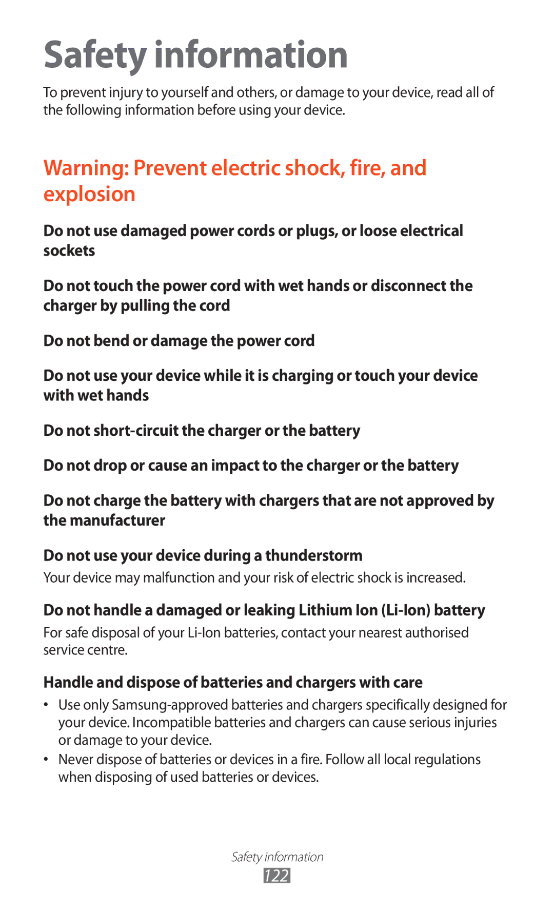 Samsung GT-S5302ZKACOA, GT-S5302ZWAAFR, GT-S5302ZWAKSA, GT-S5302ZKAEGY, GT-S5302ZWACAC, GT-S5302ZKAXSG manual Safety information 