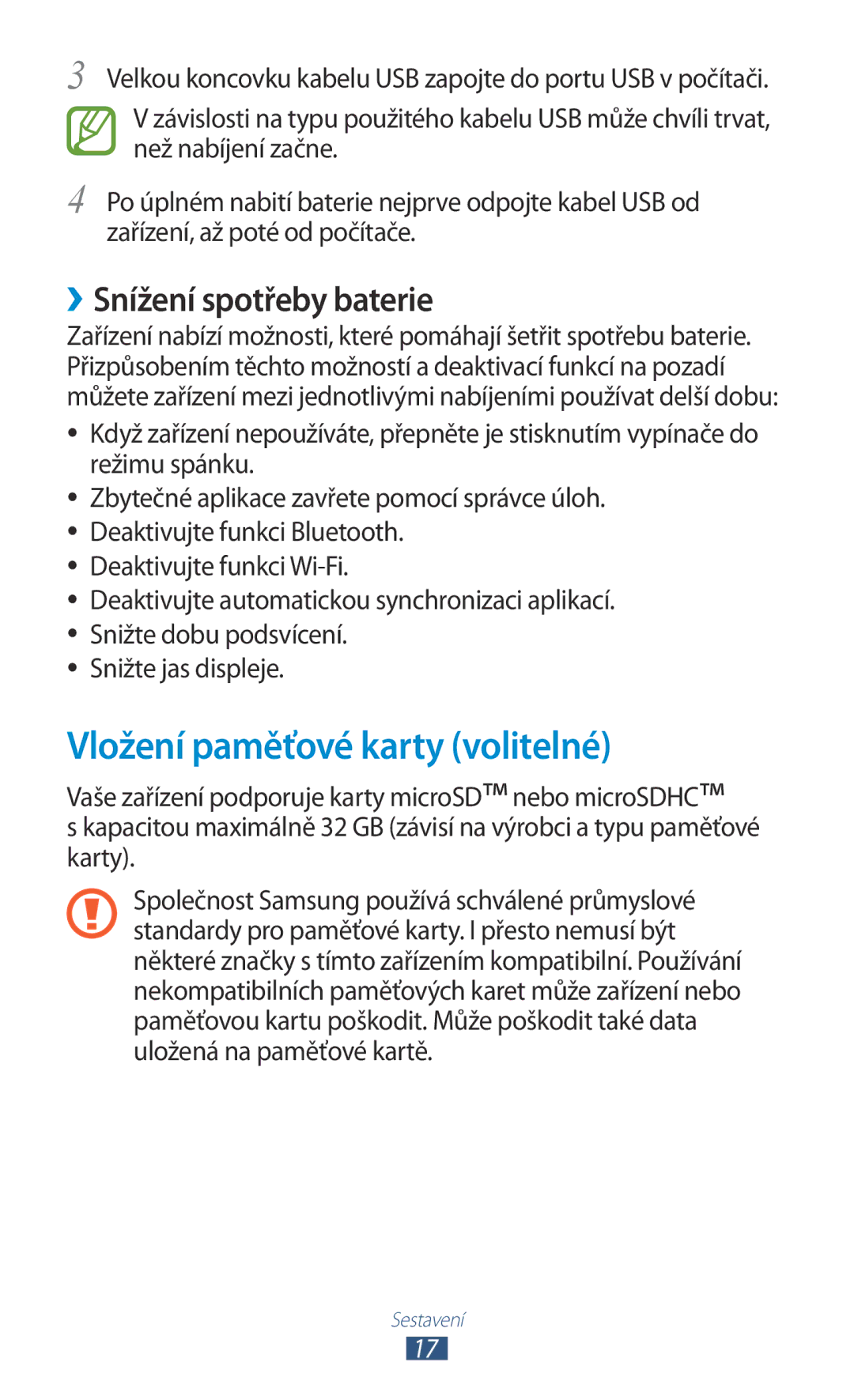Samsung GT-S5302ZKAORX, GT-S5302ZWAXEZ, GT-S5302ZKAETL manual Vložení paměťové karty volitelné, ››Snížení spotřeby baterie 