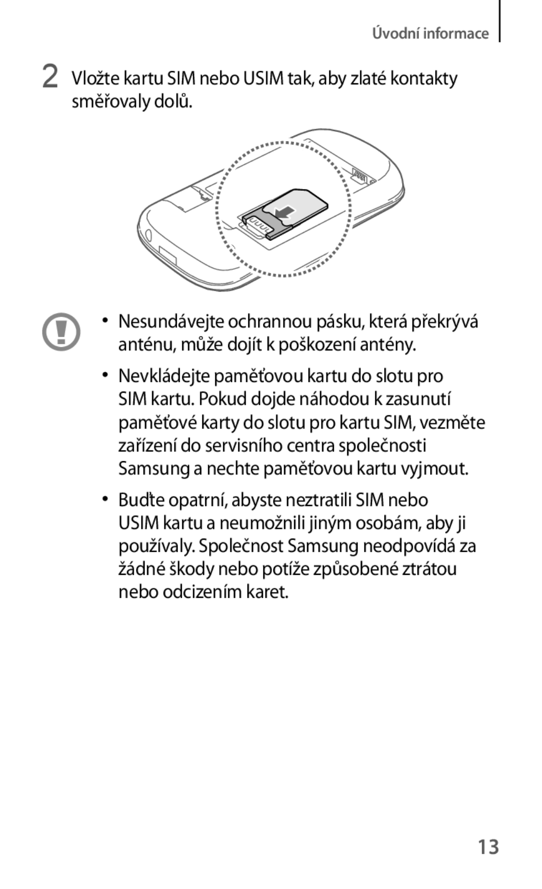 Samsung GT-S5310BKAATO, GT-S5310BKACOS, GT-S5310RWACOS, GT-S5310MSAVVT, GT-S5310RWAVVT, GT-S5310RWAHBM manual Úvodní informace 