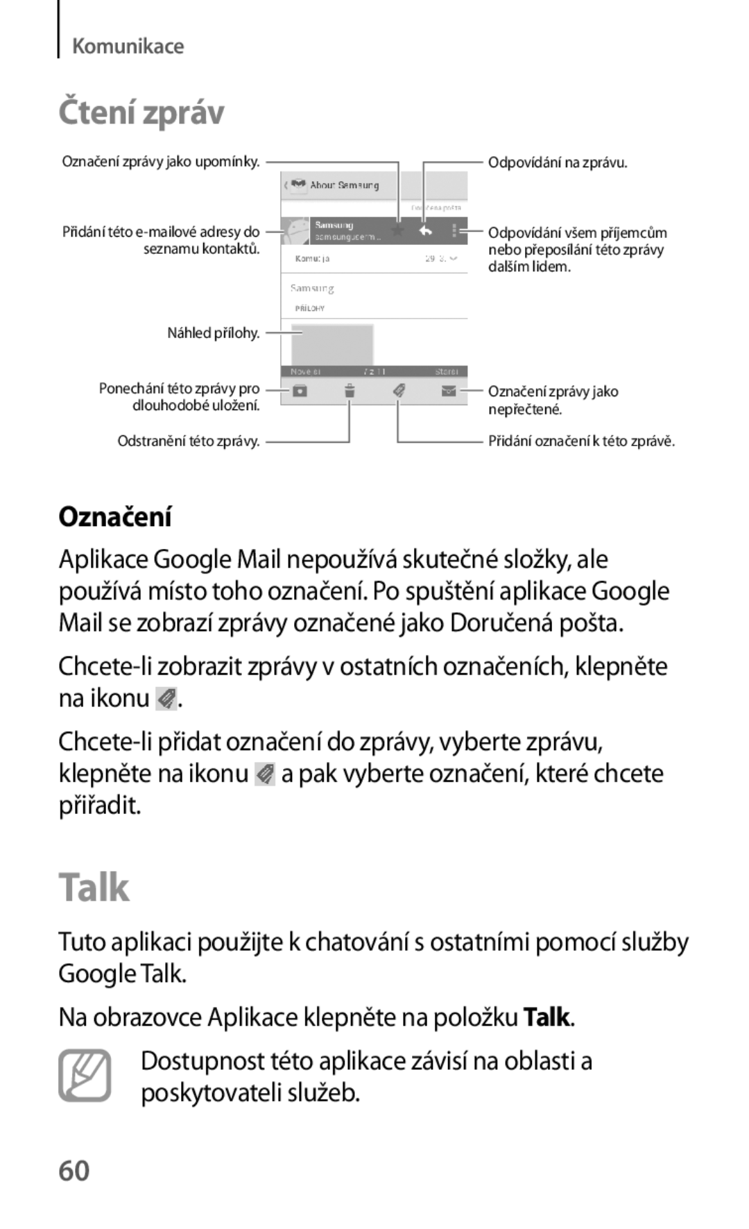 Samsung GT-S5310BKACOS, GT-S5310RWACOS, GT-S5310MSAVVT, GT-S5310RWAVVT, GT-S5310RWAHBM, GT2S5310MSVVDH manual Talk, Označení 