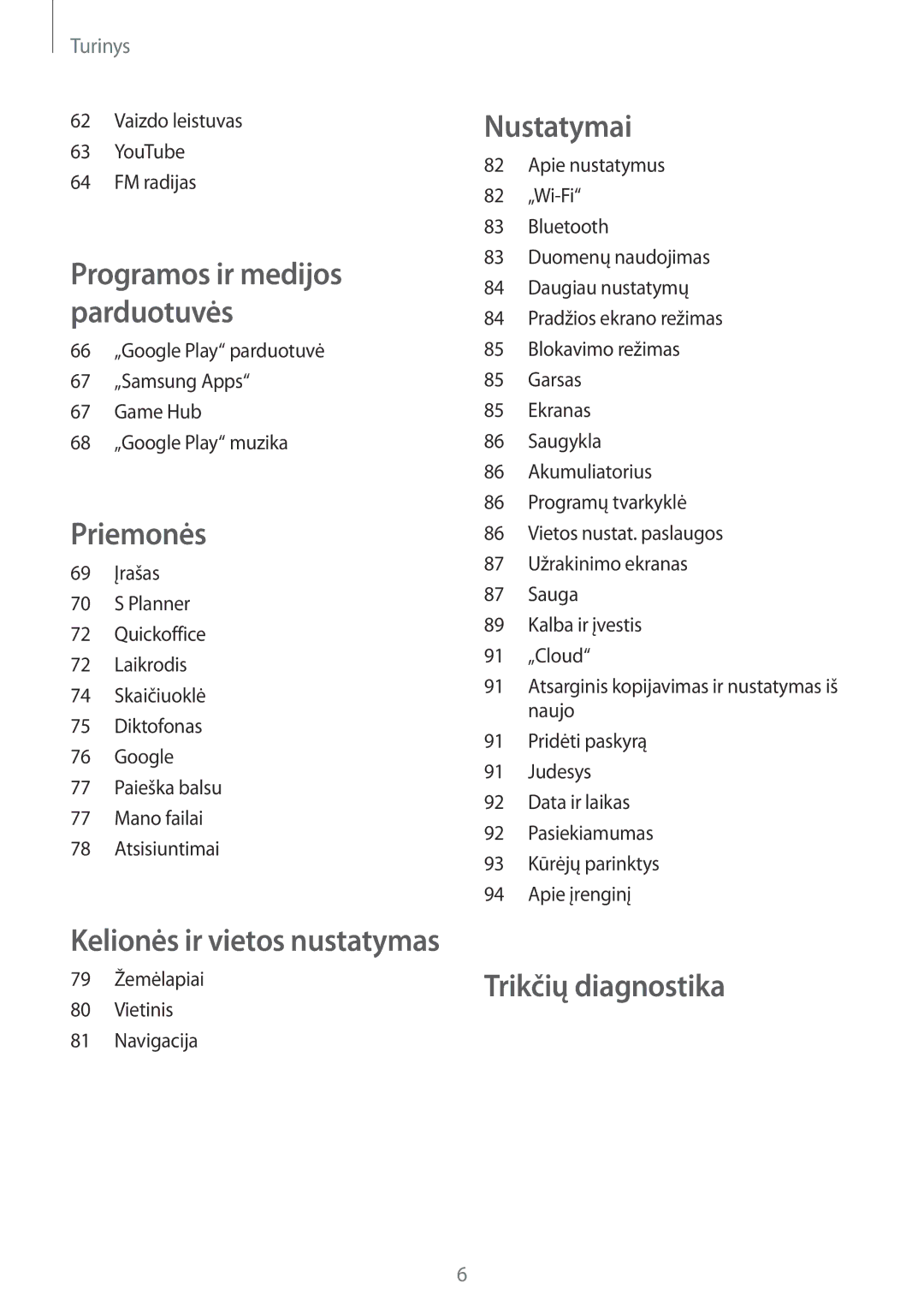 Samsung GT-S5310BKASEB, GT-S5310MSASEB manual Vaizdo leistuvas YouTube FM radijas, 79 Žemėlapiai Vietinis Navigacija 