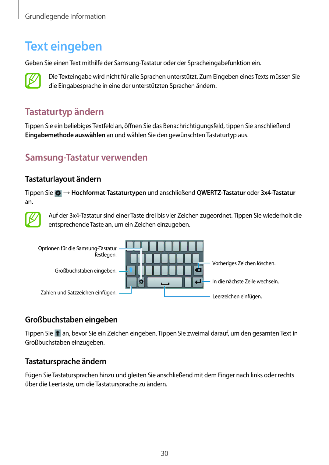 Samsung GT-S5310MSATUR, GT-S5310KWHDBT, GT-S5310RWATUR manual Text eingeben, Tastaturtyp ändern, Samsung-Tastatur verwenden 