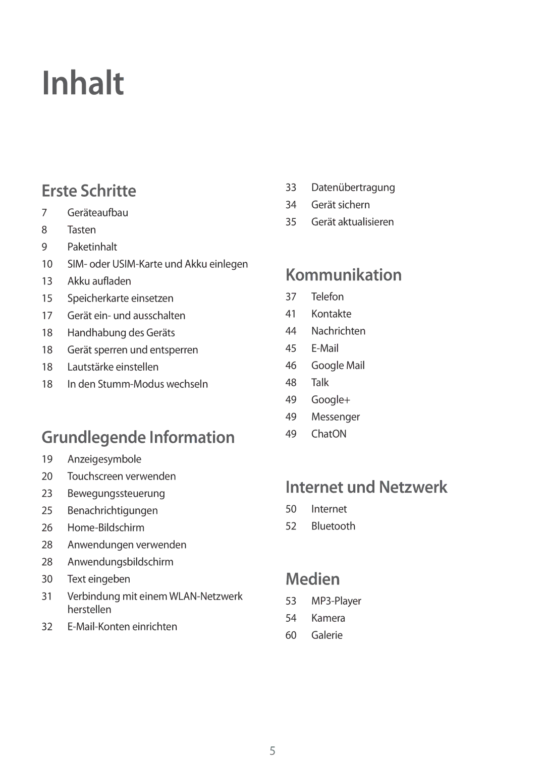 Samsung GT-S5310RWVVDR, GT-S5310KWHDBT, GT-S5310RWATUR, GT-S5310RWADBT, GT-S5310RWAOPT, GT-S5310BKATPH Inhalt, Erste Schritte 