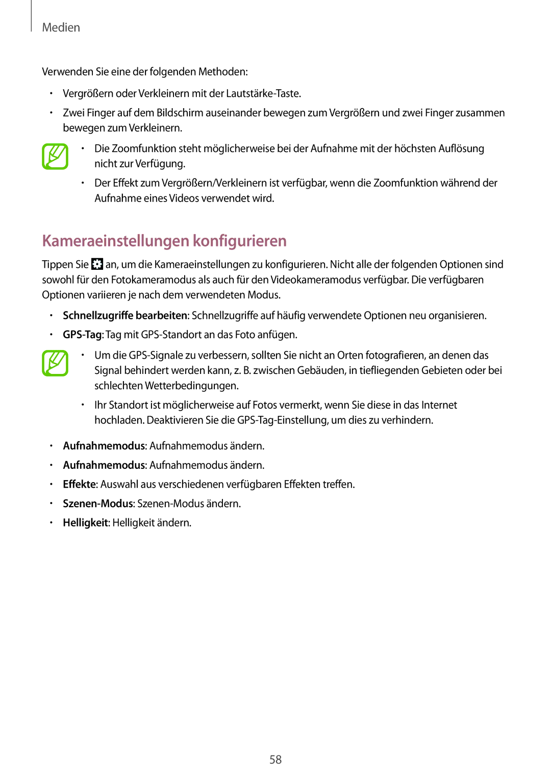 Samsung GT-S5310RWAWIN, GT-S5310KWHDBT, GT-S5310RWATUR, GT-S5310RWADBT, GT-S5310RWAOPT manual Kameraeinstellungen konfigurieren 