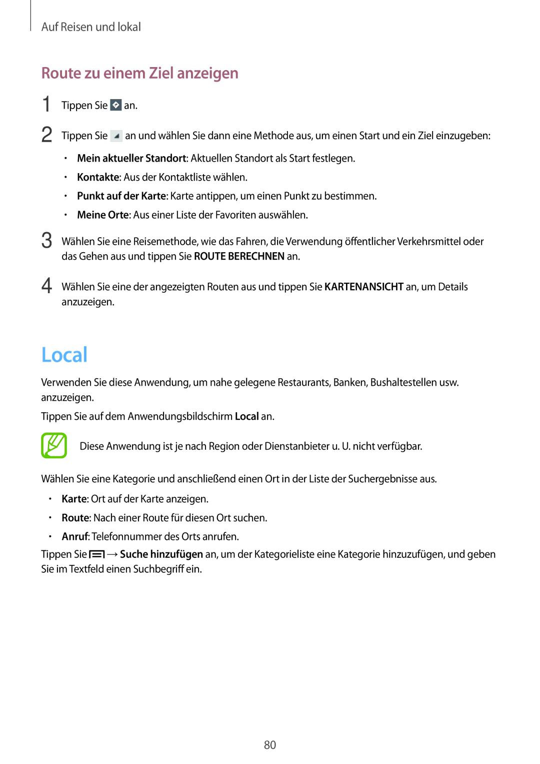 Samsung GT-S5310RWACOS, GT-S5310KWHDBT, GT-S5310RWATUR, GT-S5310RWADBT, GT-S5310RWAOPT Local, Route zu einem Ziel anzeigen 