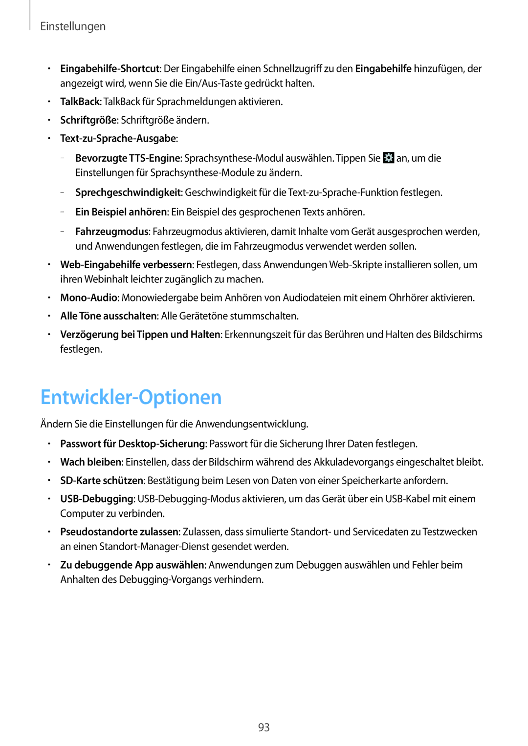 Samsung GT-S5310BKATUR, GT-S5310KWHDBT, GT-S5310RWATUR, GT-S5310RWADBT manual Entwickler-Optionen, Text-zu-Sprache-Ausgabe 