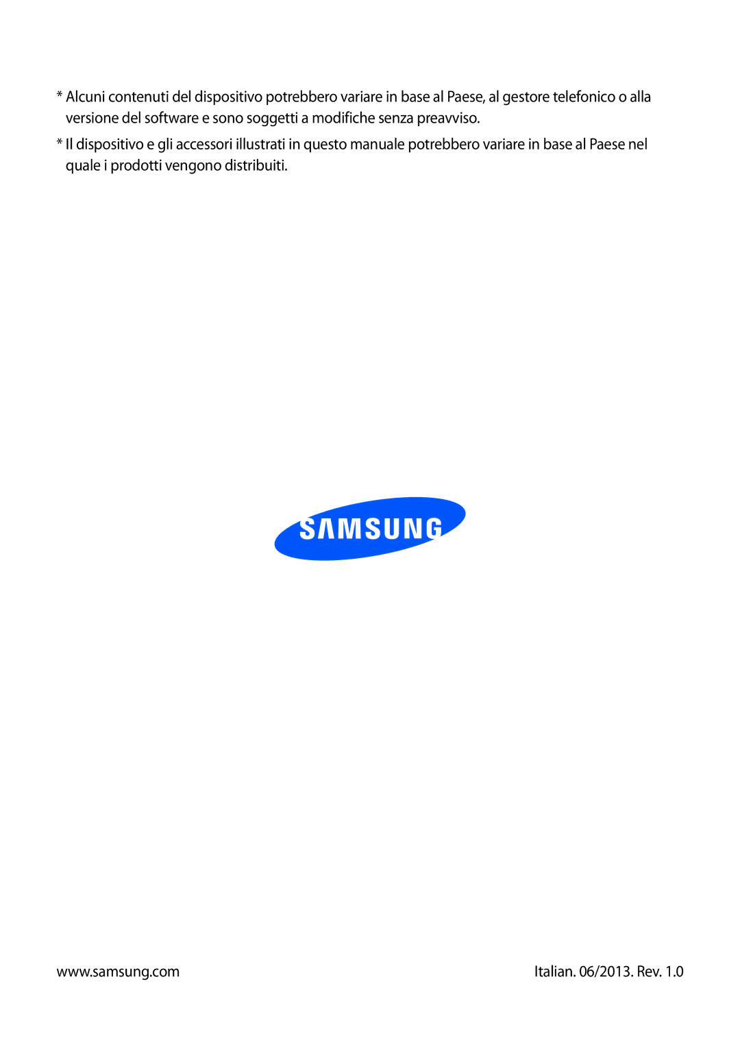 Samsung GT-S5310RWAOMN, GT-S5310MSAWIN, GT-S5310RWAWIN, GT-S5310MSATUR, GT-S5310MSAITV, GT-S5310RWVOMN manual Italian /2013. Rev 