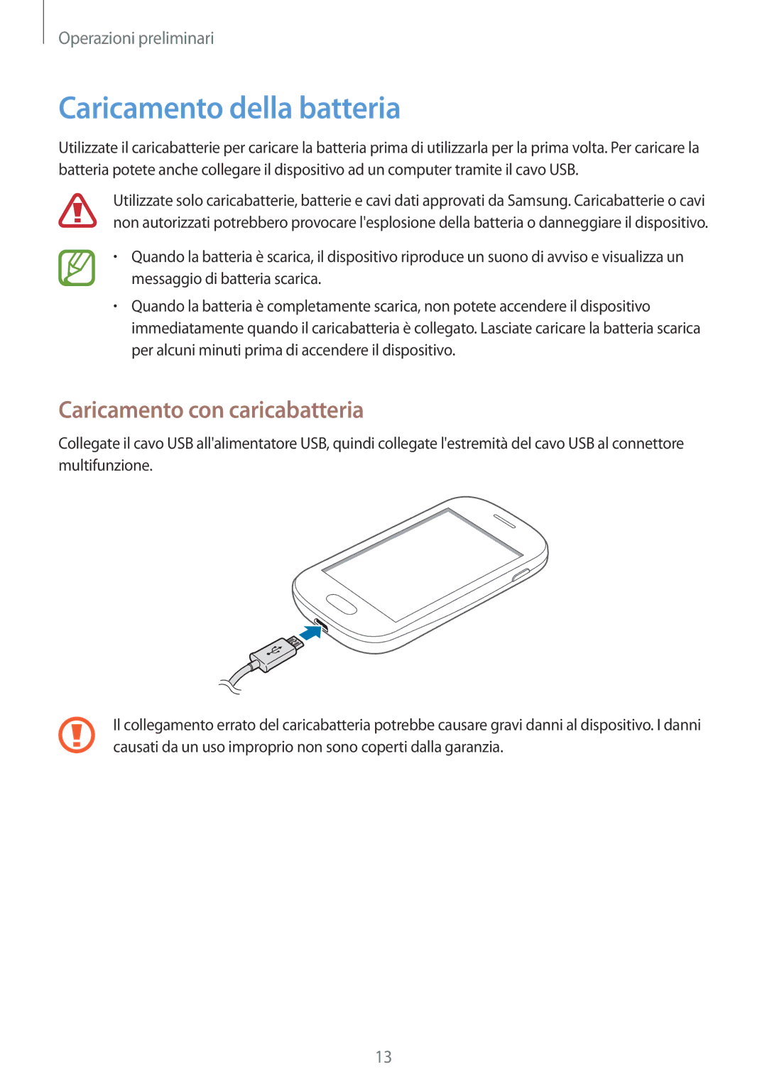 Samsung GT-S5310RWVOMN, GT-S5310MSAWIN, GT-S5310RWAWIN manual Caricamento della batteria, Caricamento con caricabatteria 