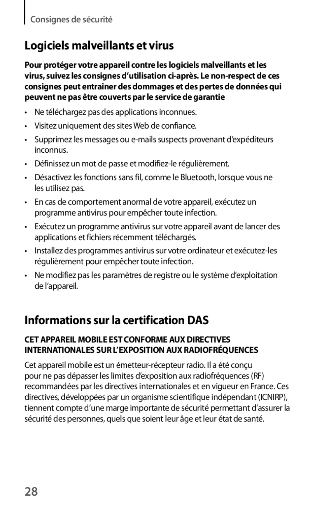 Samsung GT-S5310MSAXEF, GT-S5310RWAXEF manual Logiciels malveillants et virus 