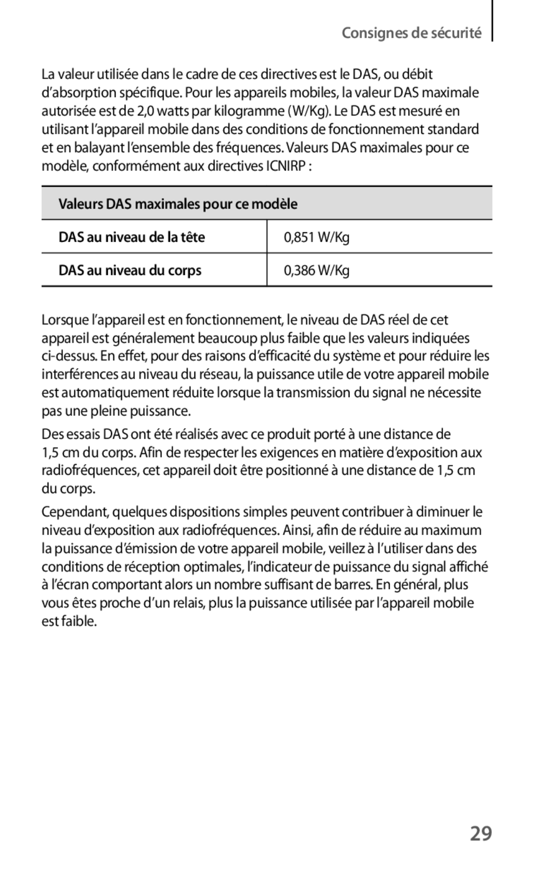 Samsung GT-S5310RWAXEF, GT-S5310MSAXEF manual Consignes de sécurité 