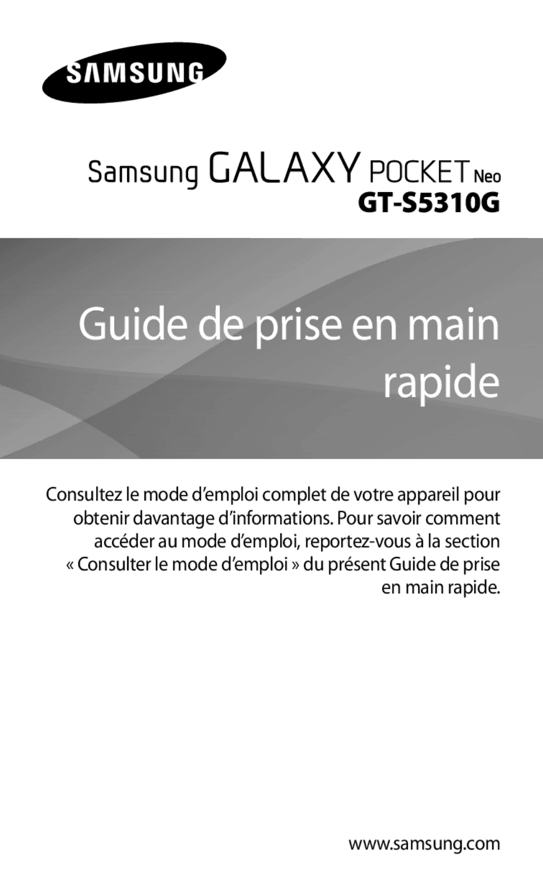 Samsung GT-S5310BKGFTM, GT-S5310RWGFTM manual Guide de prise en main rapide 