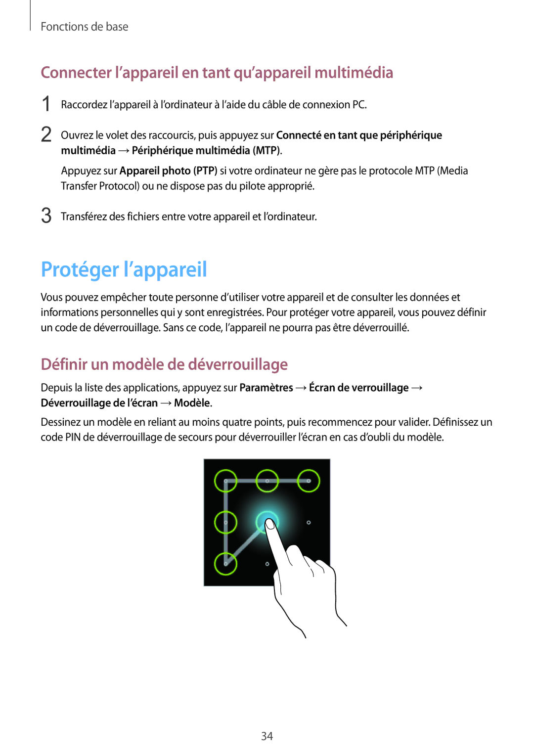 Samsung GT-S5310RWGFTM, GT-S5310BKGFTM manual Protéger l’appareil, Connecter l’appareil en tant qu’appareil multimédia 