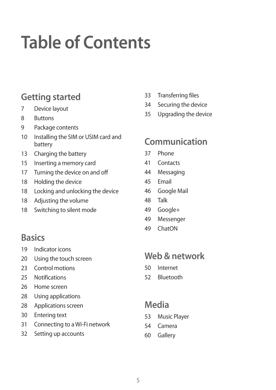 Samsung GT-S5310BKGFTM, GT-S5310RWGFTM manual Table of Contents 