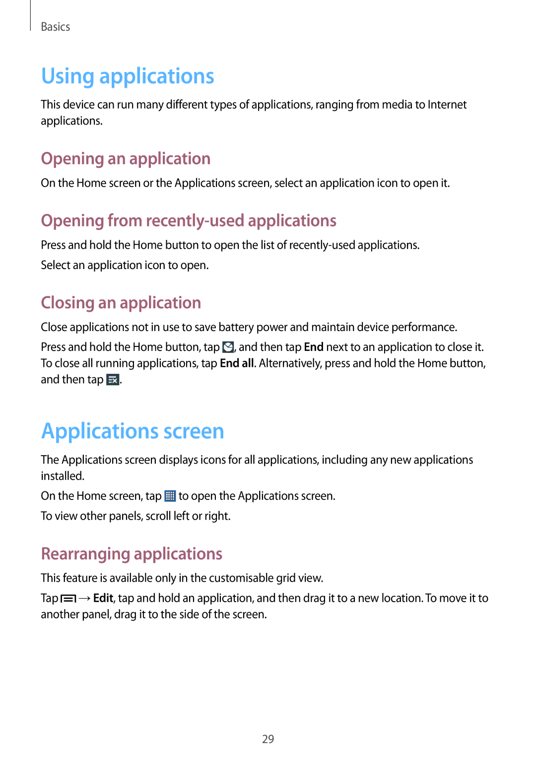 Samsung GT-S5312MSASER, GT-S5312RWABGL, GT-S5312MSABGL, GT-S5312MSATRA manual Using applications, Applications screen 