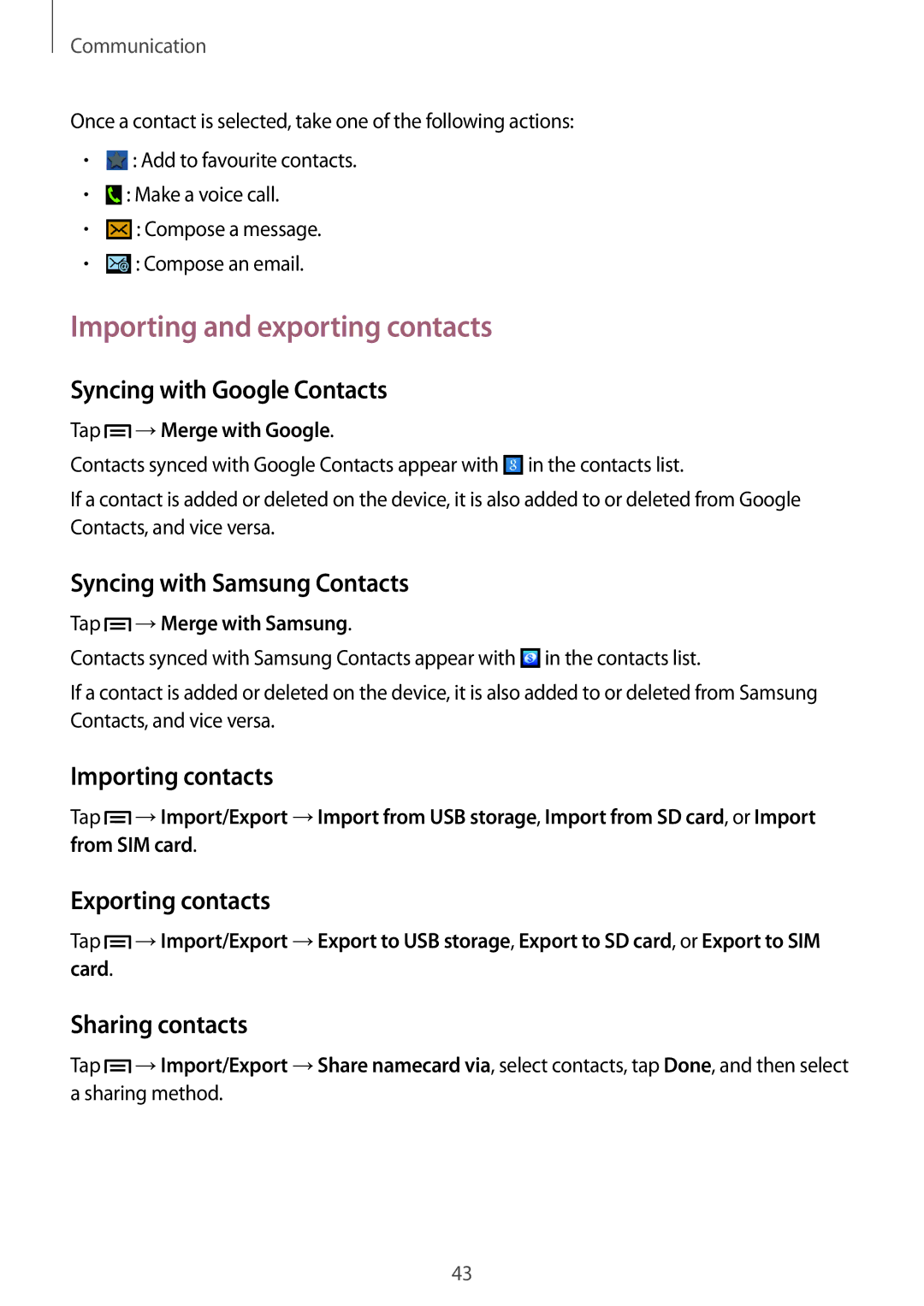 Samsung GT-S5312BKATRA, GT-S5312RWABGL, GT-S5312MSABGL, GT-S5312MSATRA, GT-S5312RWATRA manual Importing and exporting contacts 