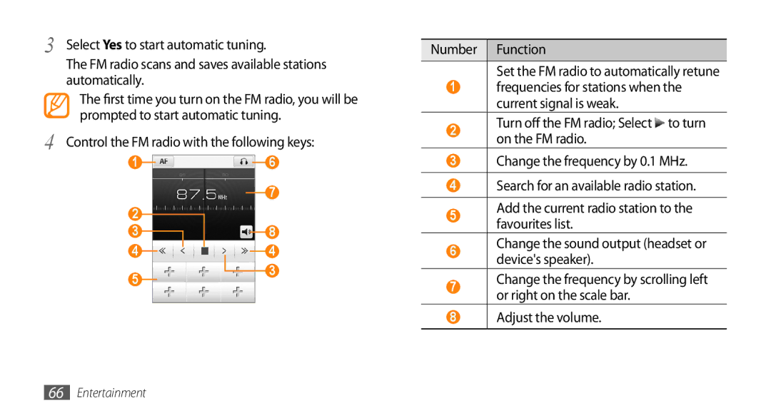 Samsung GT-S5330HKAVIM, GT-S5330CWADBT, GT-S5330CWAVIA manual Frequencies for stations when the current signal is weak 