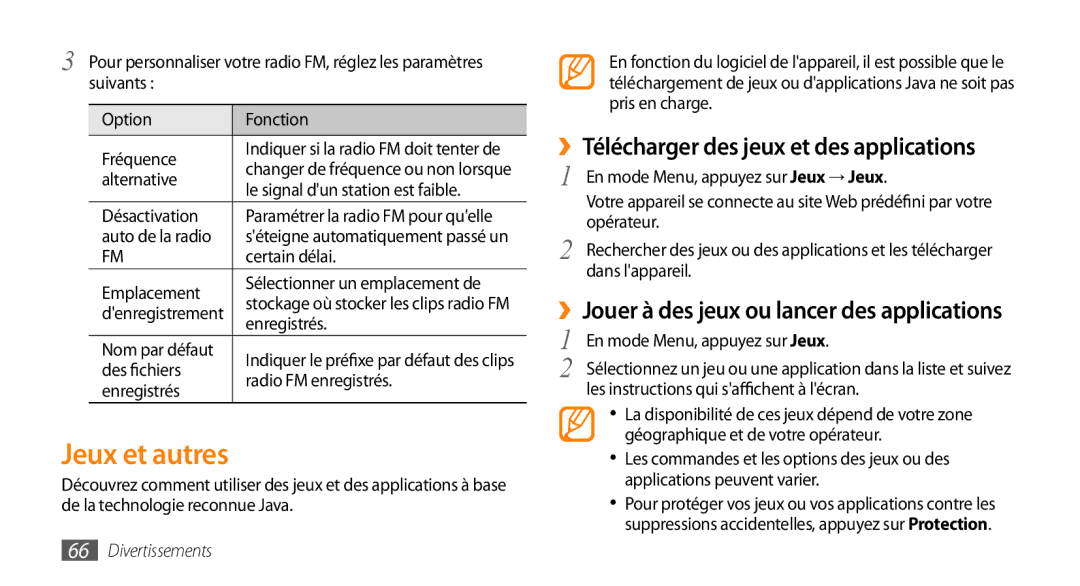 Samsung GT-S5330HKAXEF, GT-S5330FIAXEF, GT-S5330CWAXEF manual Jeux et autres, ››Télécharger des jeux et des applications 