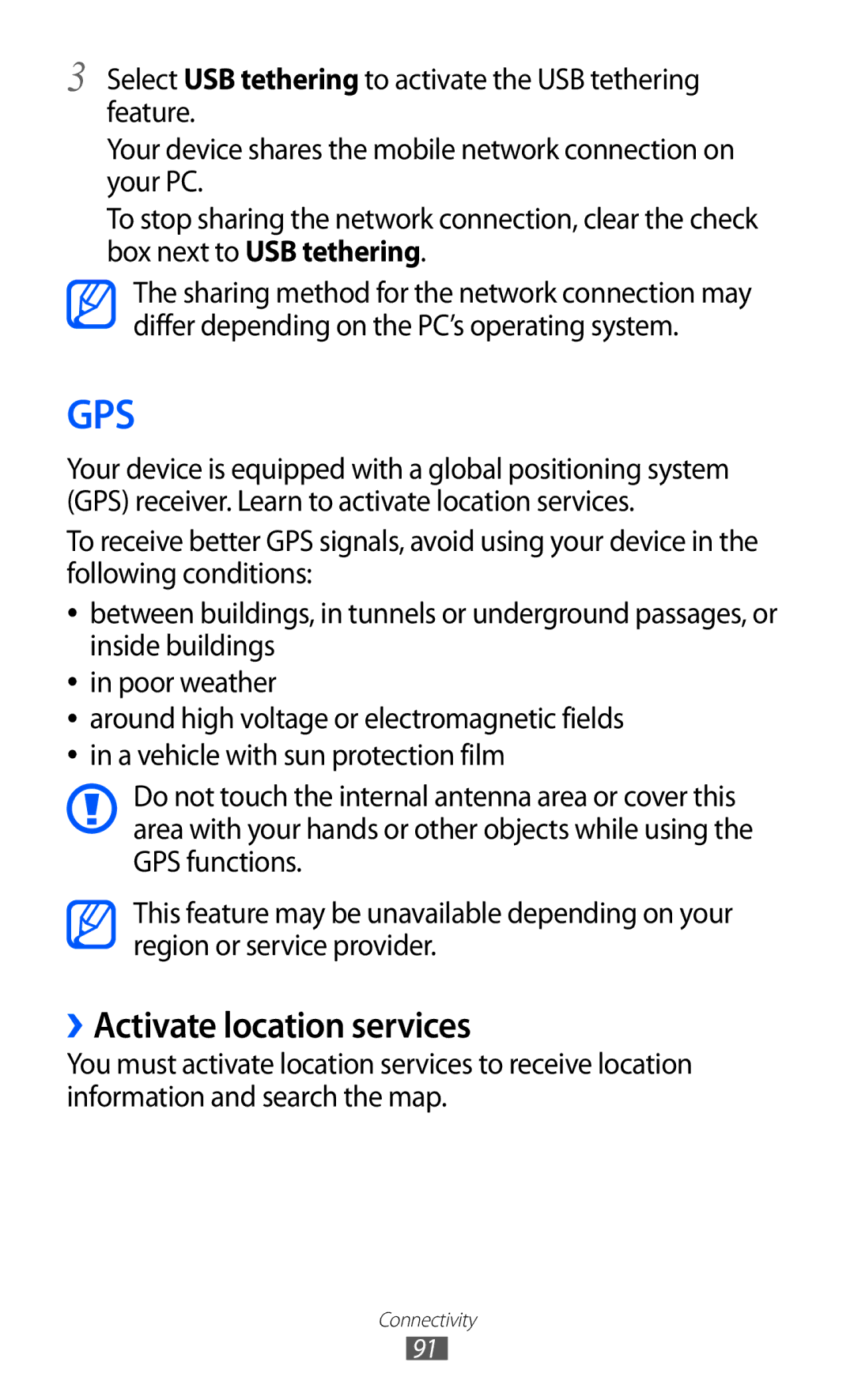 Samsung GT-S5360TKASKZ, GT-S5360MAAAFG, GT-S5360MAAAFR, GT-S5360MAABTC, GT-S5360MAAECT manual Gps, ››Activate location services 