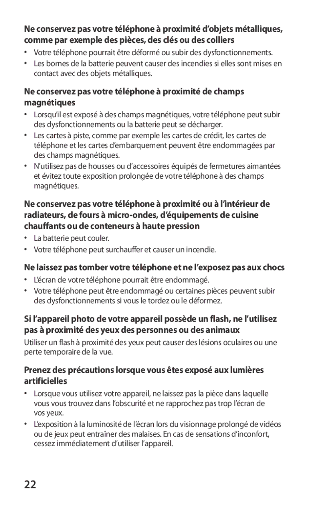 Samsung GT-S5360MAAXEF, GT-S5360MAAFRE, GT-S5360MAACAR, GT-S5360UWHXEF ’écran de votre téléphone pourrait être endommagé 