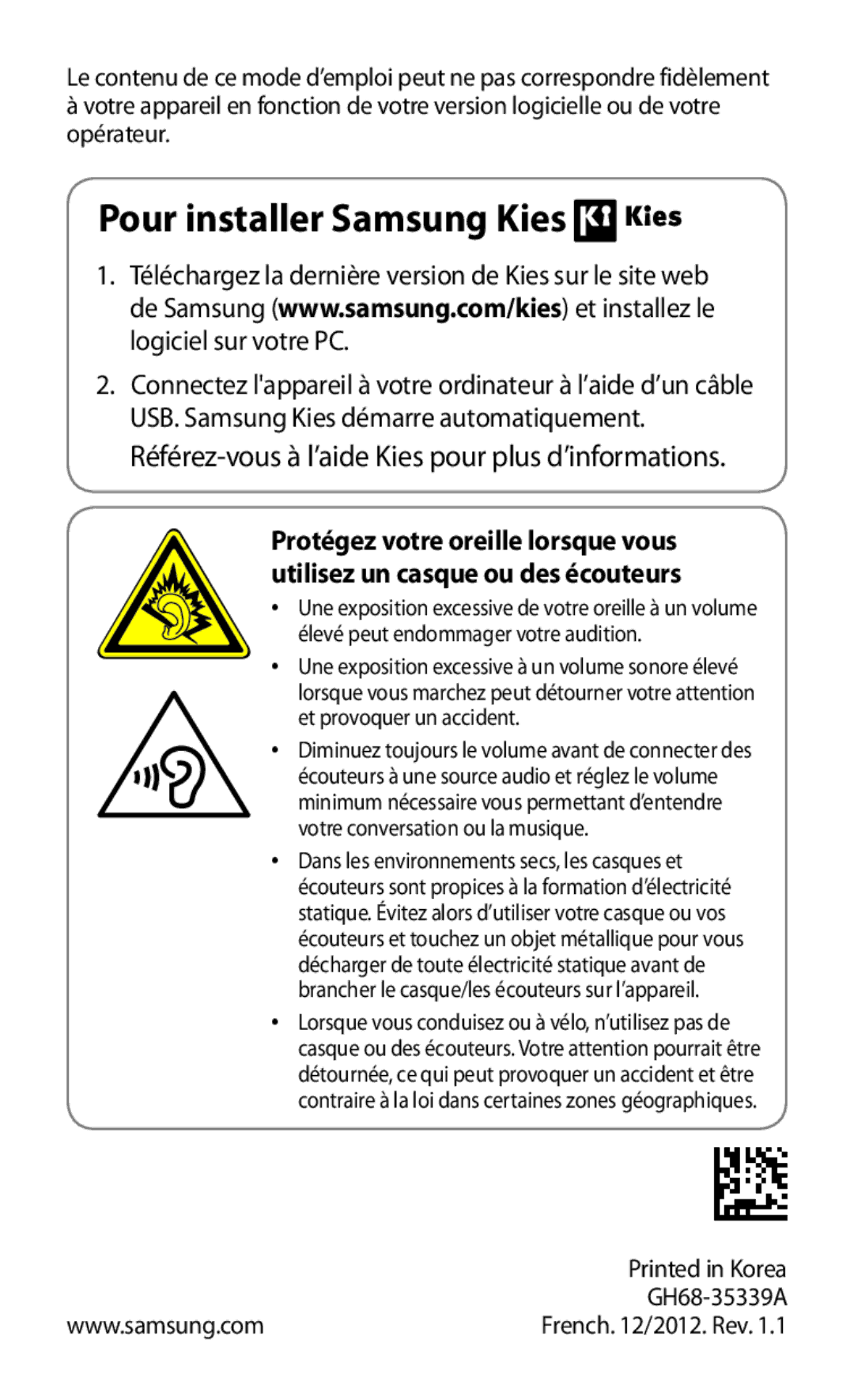 Samsung GT-S5360OIAVGF, GT-S5360MAAFRE, GT-S5360MAACAR, GT-S5360UWHXEF, GT-S5360OIAXEF manual Pour installer Samsung Kies 